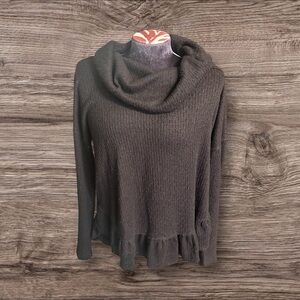 Anthropologie Maeve Black Cowl Neck Ruffle Sweater Size Small